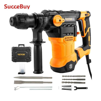 Furadeira de Impacto Rotativa SucceBuy 1500W Max. Perfuração 32mm 4 Modos SDS-Plus Com Fio Demolição Quebra de Metal Concreto Rompedor Martelete