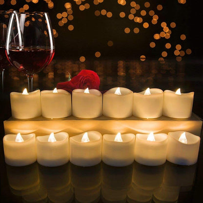 24Pcs Flameless LED Candle Lights Creative Wishing Led Tea Lamp Warm White Halloween Wedding Christmas Decoration Candle Light
