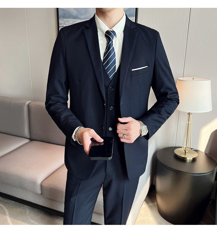 Men's High-Quality 3-Piece Business Casual Wedding Suit Vest Trousers Set Handsome Fashion Banquet Clothing S-6XL