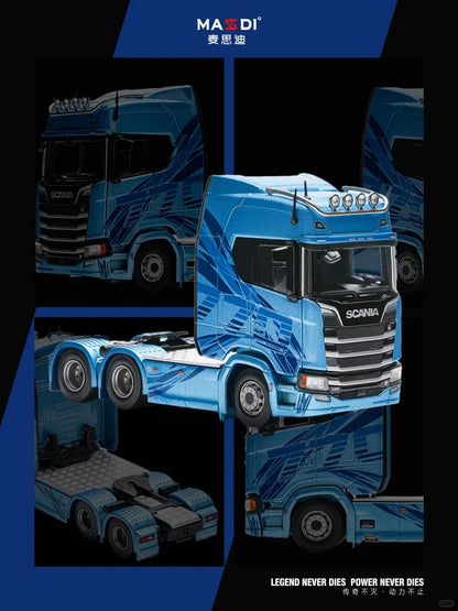Masdi 1/64 Scania 770S V8 Caminhão Howo HW1006 Militar Verde Liga de Carro Modelo Miniatura Coleção Diecast Enfeite Modelo Hobby Brinquedo