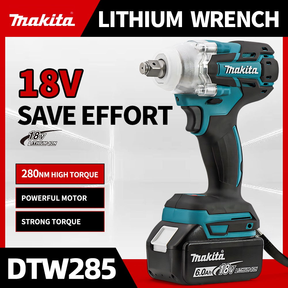 Makita DTW285 Chave de Impacto Elétrica Sem Escova Sem Fio 320N.M Torque Chave 1/2' Ferramentas Elétricas Compatíveis sem Bateria 18V