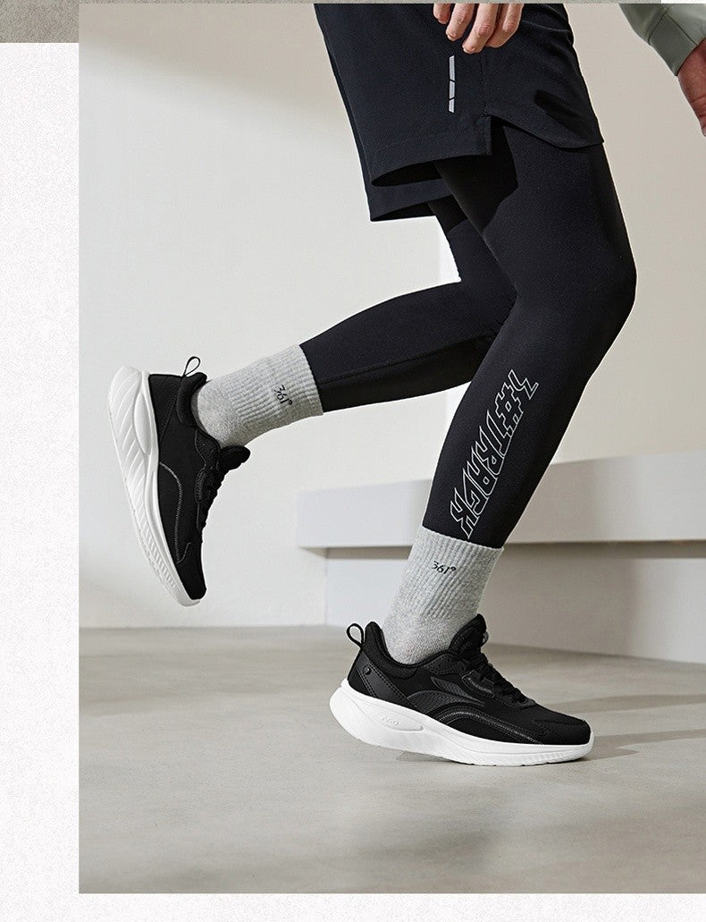 361 Degrees SoftFlow 3 Men's Running Shoes Autumn Leather Lightweight Shock-absorption Fitness Commuting Sneakers Male 672432232