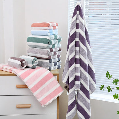 2pcs Thickened Towel Bath Towel Setstrong Absorbentfast Dryingnon-Lintingdurableideal For Family Usebeach Essentials