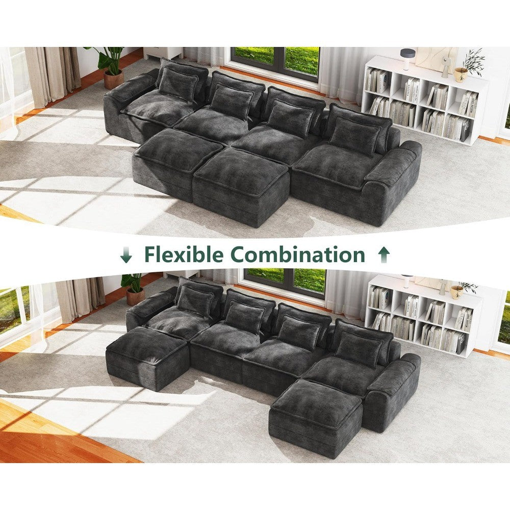 152" Cloud Modular Sectional – U-Shaped 4-Seater Couch with Ottomans, Deep Seat & Removable Cover for Living Room?