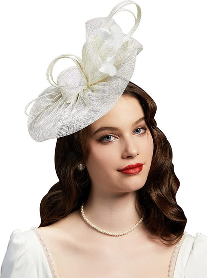 Chapéu Fascinator Feminino Pillbox Kentucky com Pena Derby Sinamay Fascinator Tiara Chapéu Fascinator para Chá para Coquetel
