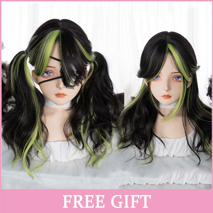 LM? Peruca de cosplay branca ombre de ondas corporais longas, perucas sintéticas resistentes ao calor, perucas Lolita naturais de parte média para mulheresW