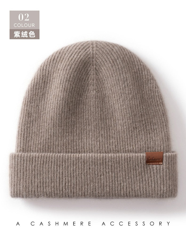 New Autumn Winter 100% Cashmere Hat Knitted Mountaineering Wool Hat Outdoor Skiing Double Layer Men and Women Thickened Warm