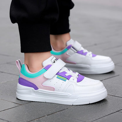 Children's sports shoes waterproof student casual shoes girls flat bottomed leather board shoes boys running shoes