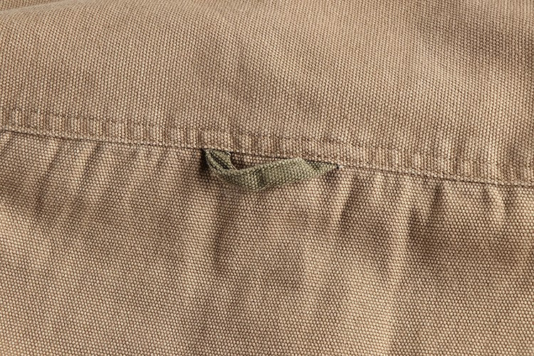 2025 Spring and Autumn New American Retro Woven Twill Cargo Shirt Men's Simple 100% Cotton Washed Double Pocket Causal Blousers