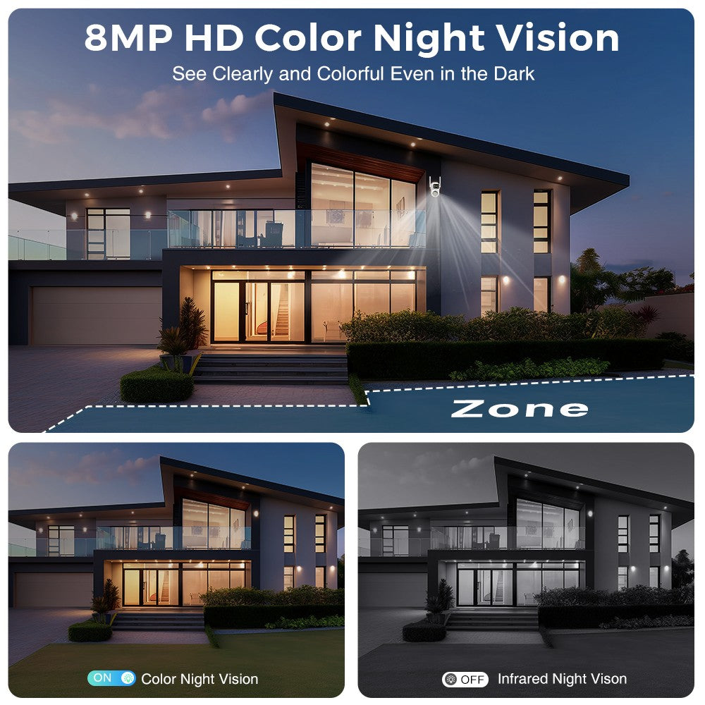 8MP 4K Wifi PTZ Camera Dual Lens Dual Screens Surveillance Camera Outdoor 2MP 4MP HD Night Vision Home Security Camera ICSEE APP