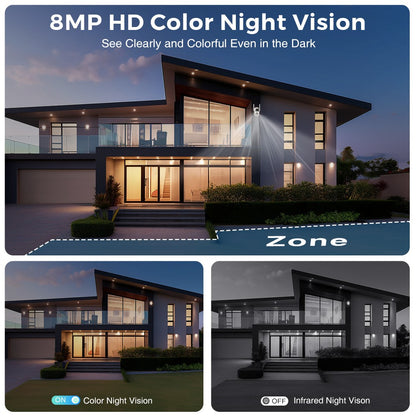 8MP 4K Wifi PTZ Camera Dual Lens Dual Screens Surveillance Camera Outdoor 2MP 4MP HD Night Vision Home Security Camera ICSEE APP