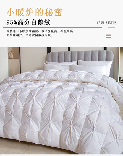 100% white goose down comforter, high-quality five-star hotel twisted flower comforter, pure cotton winter thick comforter