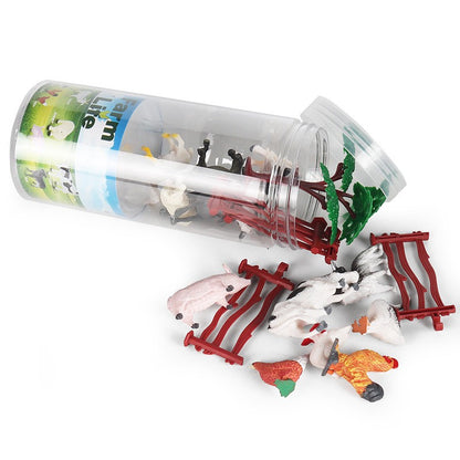 Mini Modelo Animal Fazenda de Vida Selvagem Aves Dinossauro Oceano Conjunto Animais da Planície Crocodilo Pinguim Insetos Brinquedos Micro Modelo Balde