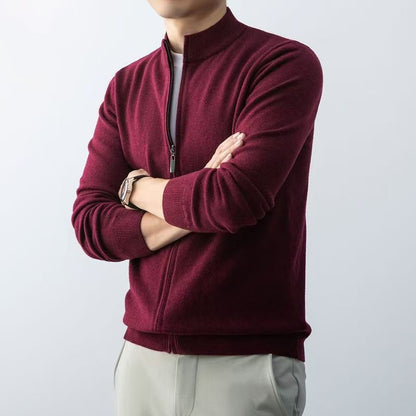 Animal Game Men's Zipper Cardigan Sweater Slim Fit Sweaters Stand Knitwear Jumper Warm Cold Blouse Zip Long Sweatcoats