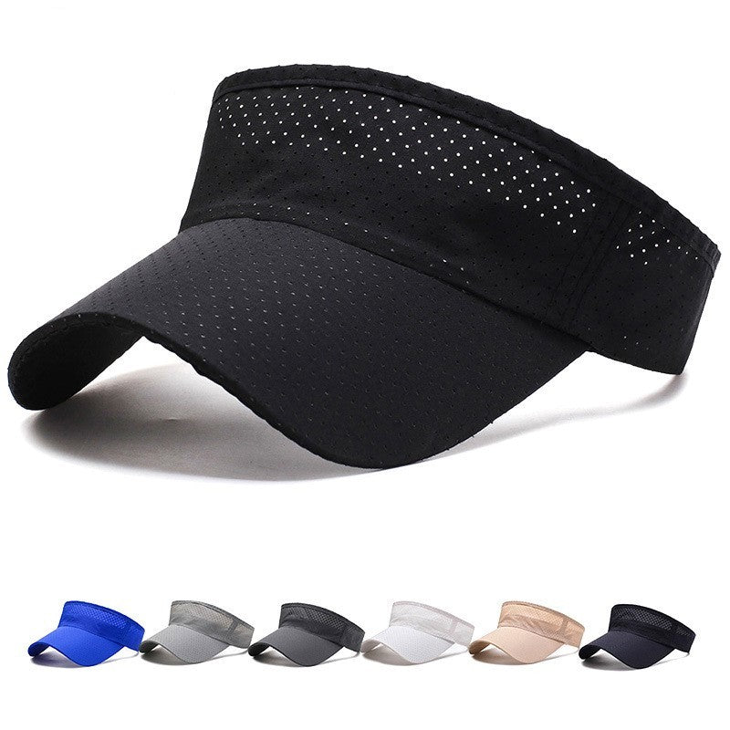 Chapéus de sol de verão respiráveis, masculinos e femininos, com viseira ajustável, proteção UV, parte superior vazia, sólida, para esportes, tênis, corrida, boné de proteção solar