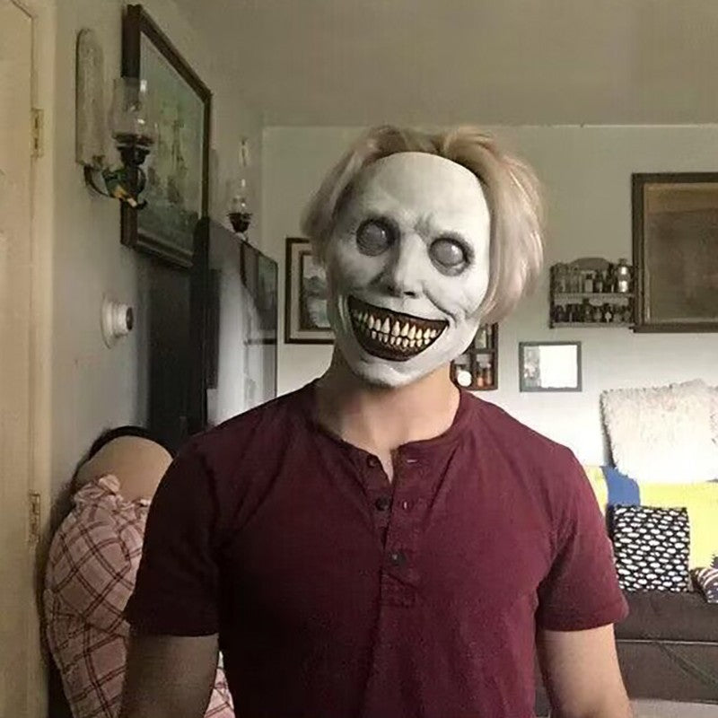 Horror The Exorcist Demon Mask Smiling Face Cosplay Evil Creepy Ghost Skull Plastic For Halloween Carnival Party Costume Prop