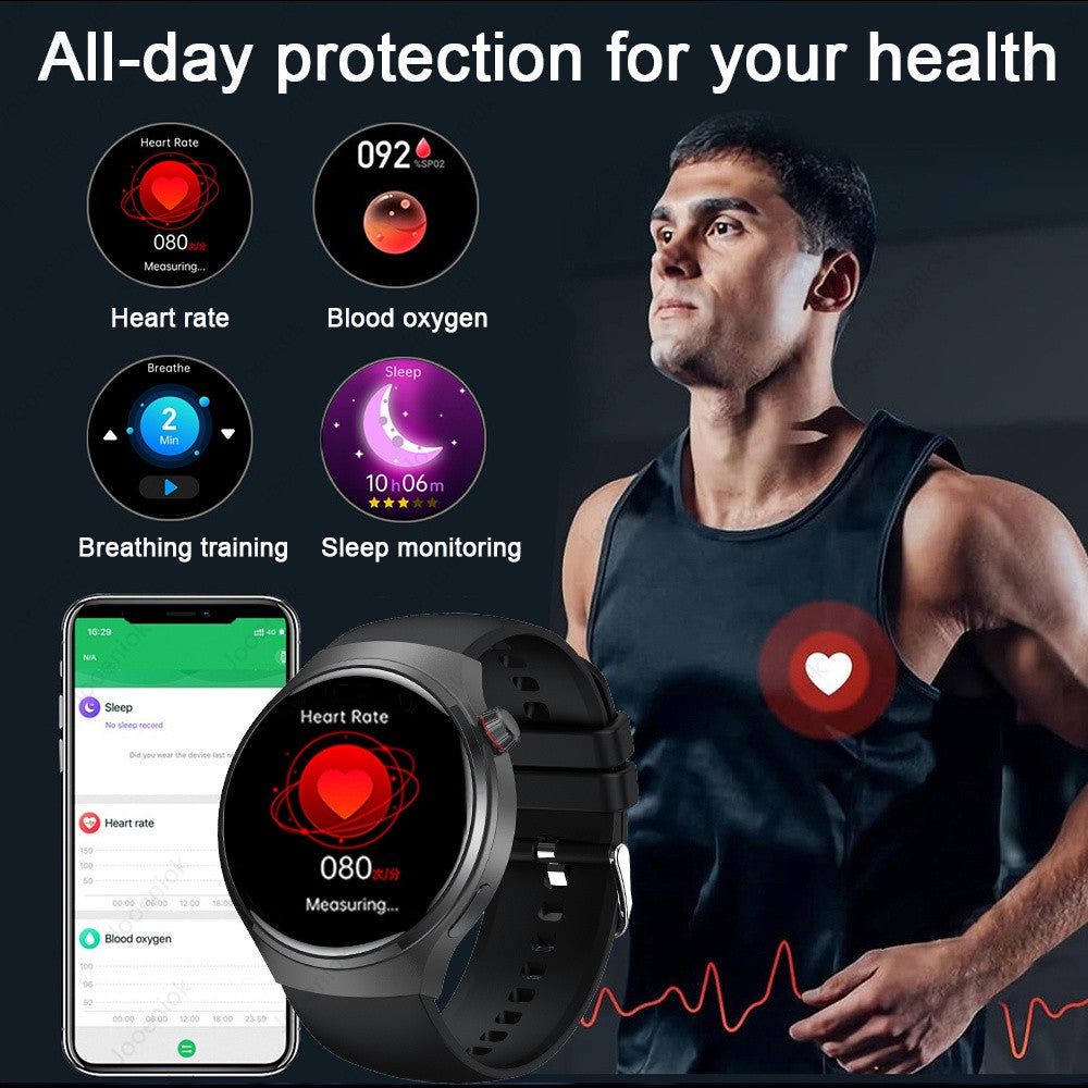 Smartwatch Esportivo Watch 4 Pro Masculino Tela AMOLED HD 360*360 Frequência Cardíaca Chamada Bluetooth IP68 À Prova D'água Música Novo SmartWatch 2025