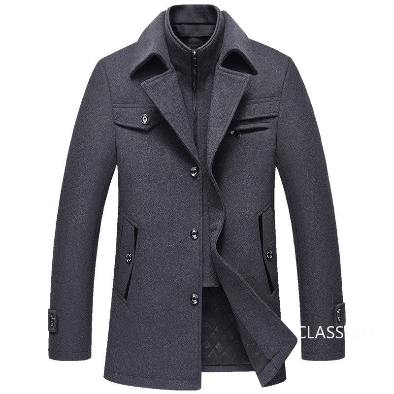 Men Winter Trench Coats Cashmere Wool Blends Man Winter Jackets Overcoats High Quality Male Business Casual Trench Coats 5XL