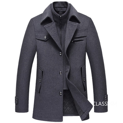 Men Winter Trench Coats Cashmere Wool Blends Man Winter Jackets Overcoats High Quality Male Business Casual Trench Coats 5XL