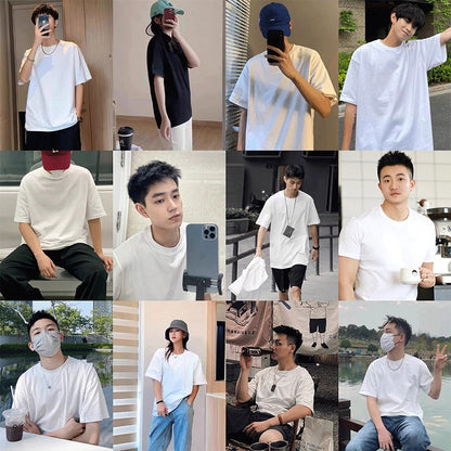 Solid Color T-shirt 8 Colors 2023 New Short Sleeve Men's/Women's Heavy Pound 220g Cotton White Crewneck Loose Top S-4XL