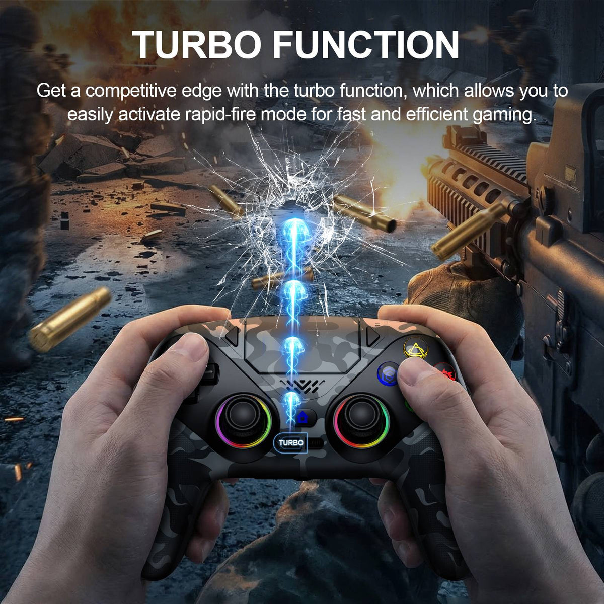 Gamepad For Playstation 5 PS5 Pro/Slim/PC,RGB Wireless Controller  6-Axis Gyro Dual Shock Turbo&Marco Programable Game Controle