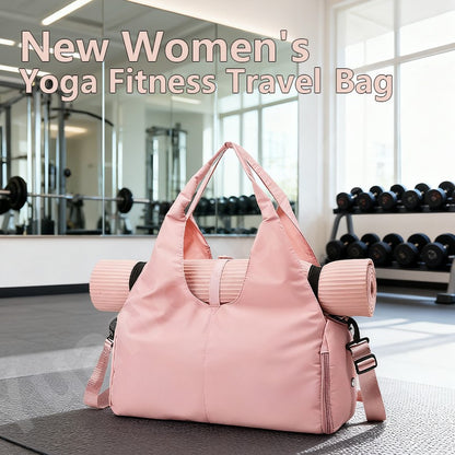 2025 New Women's Waterproof Yoga Mat Bag Fitness Pilates Portable Shoulder Bag with Shoe Compartment Dry and Wet Storage Bag