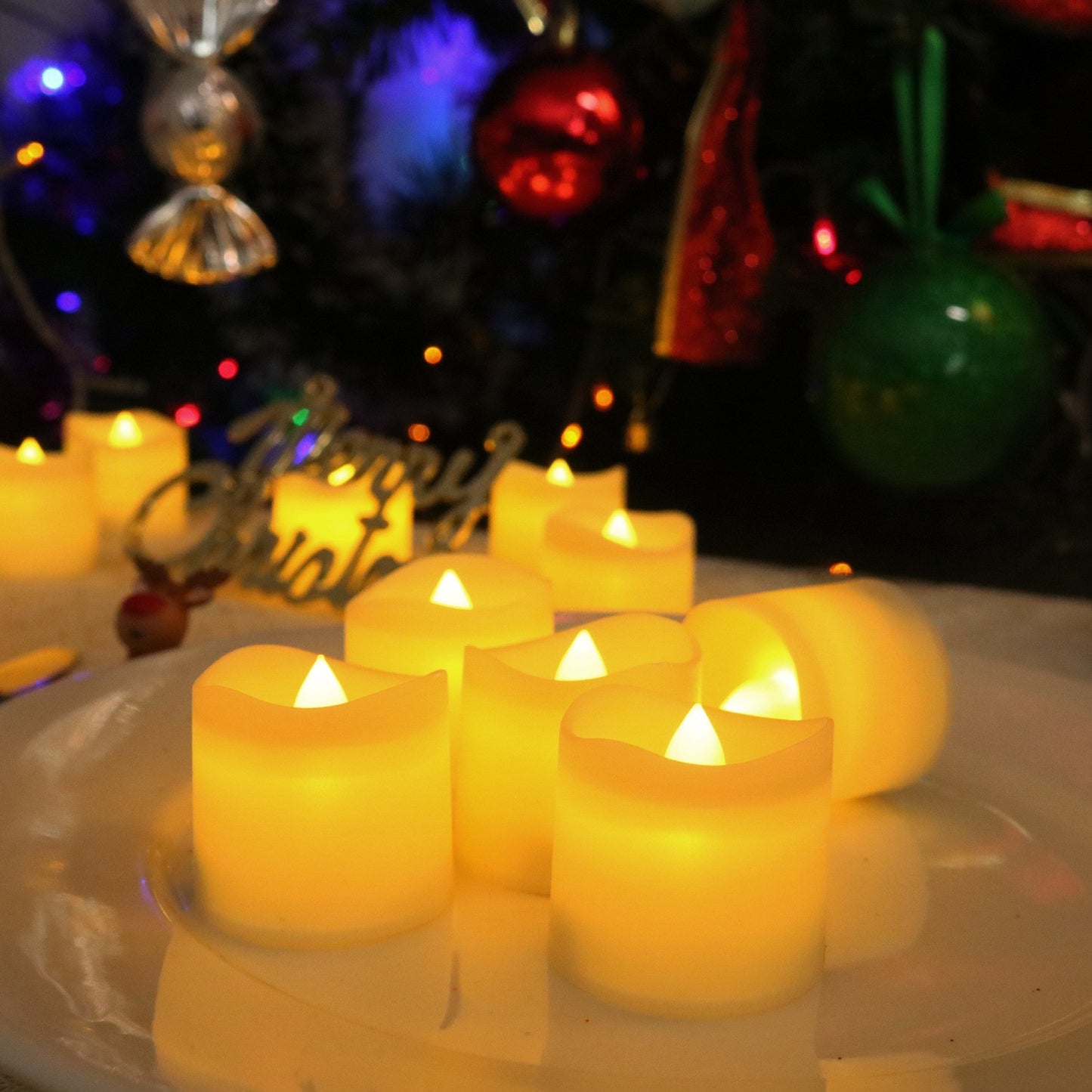 24Pcs Flameless LED Candle Lights Creative Wishing Led Tea Lamp Warm White Halloween Wedding Christmas Decoration Candle Light