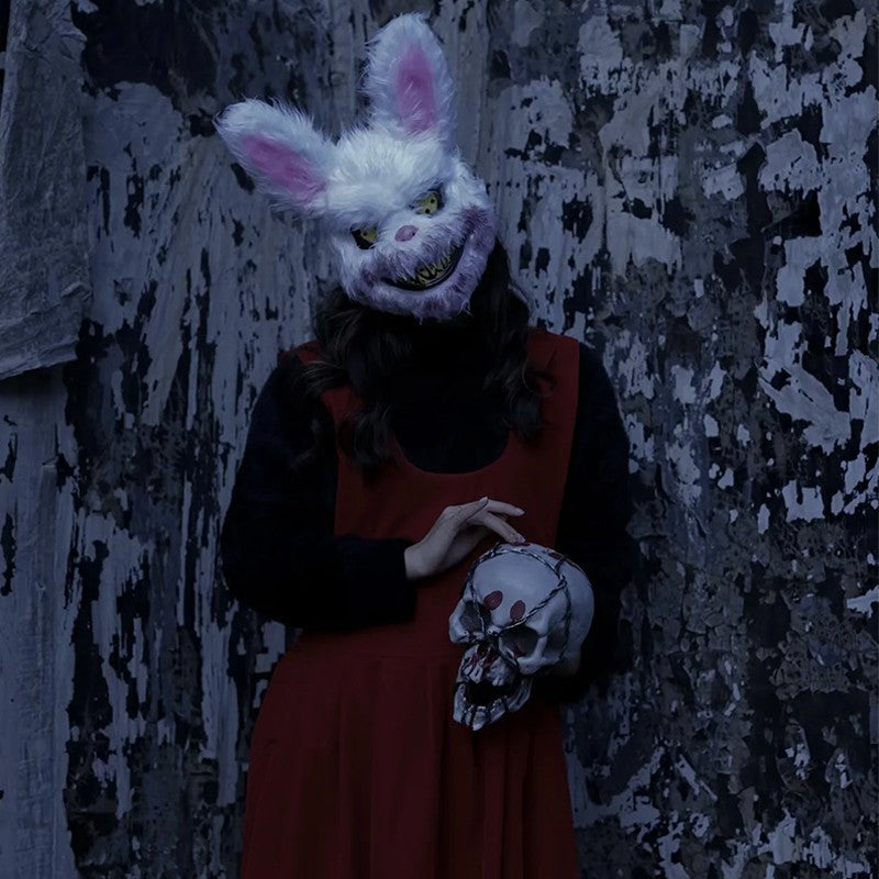 Hot Bloody Rabbit Bear Luminous LED Mask Halloween Horror Bunny Mask Carnival Party Props Cosplay Dress Up Headgear
