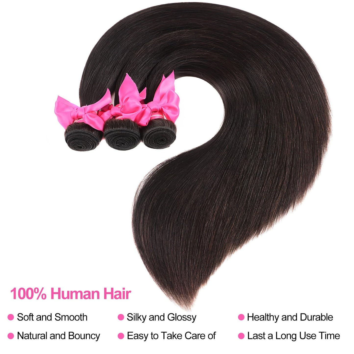 Cabelo Humano Liso em Trama 12A Cabelo Humano 4 Tufos Cabelo Liso 20 22 24 26 Polegadas Extensões de Cabelo Humano Brasileiro Virgem em Promoção