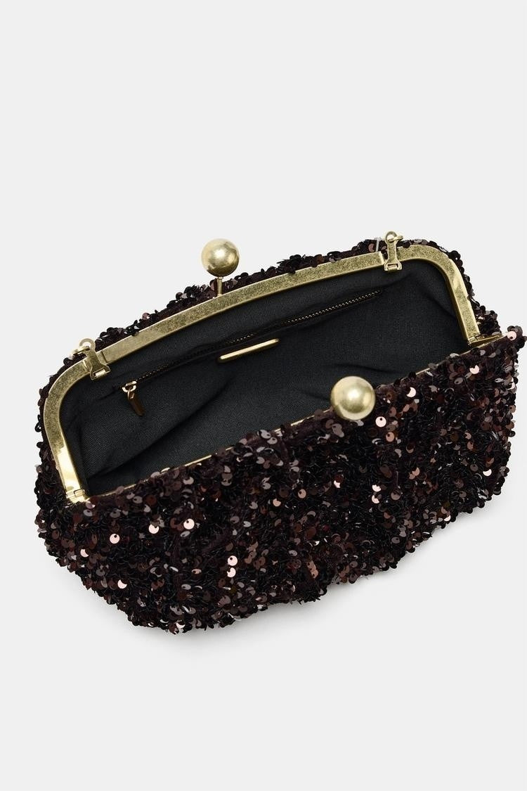 SEQUIN CLUTCH, New Luxury Designer Handbag for Ladies Elegant, Spacious Clip bag with Chains, Women's Fashion Shoulder Bag