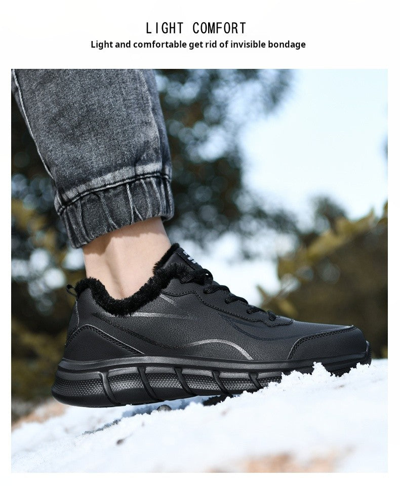 Tênis Masculino de Inverno Quente com Forro de Lã Confortável Impermeável Tamanhos Extras 46 47 48 Calçado Esportivo Casual Zapatillas Hombre