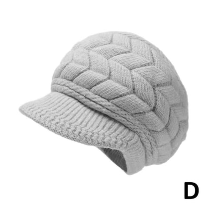 Women's Winter Solid Color Warm Knitting Loose Beret Leisure Ski Cap Korean Version Beret Plus Velvet Thick Knitting Ear Cap