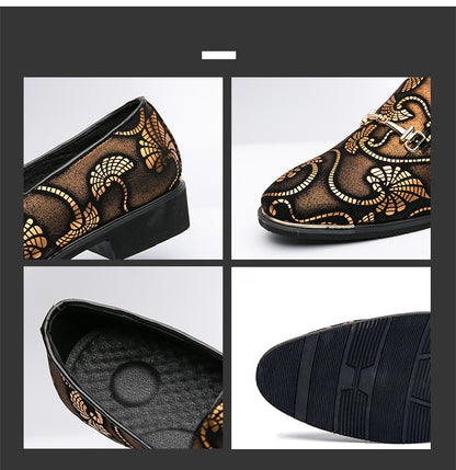 Spring Business Men Shoes Gold Blue Adult Dress Footwear Slip-on Man Party Formal Shoes Plus Size Casual Shoes For Mens Zapatos