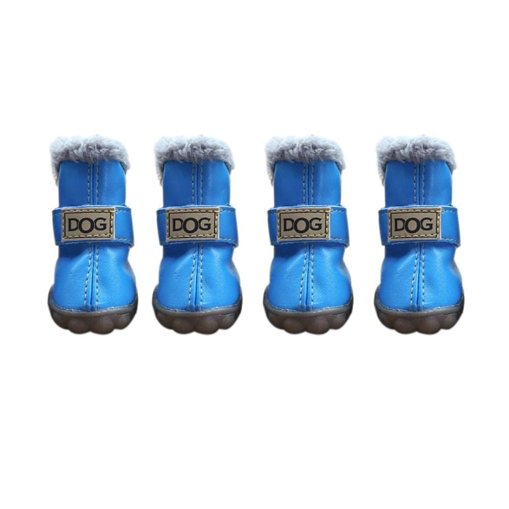 Botas de Chuva Quentes para Cães, Botas de Neve Impermeáveis para Pets, Sapatos Macios de Inverno para Cães, Pelúcia/PU Antiderrapante para Chihuahua, 4 Peças/Conjunto