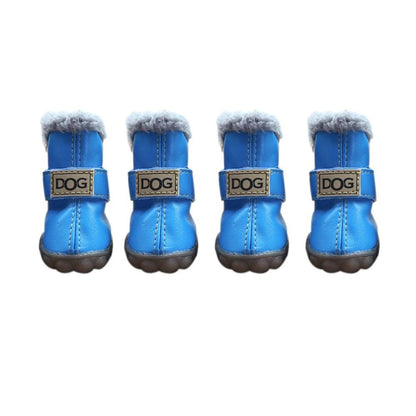 Botas de Chuva Quentes para Cães, Botas de Neve Impermeáveis para Pets, Sapatos Macios de Inverno para Cães, Pelúcia/PU Antiderrapante para Chihuahua, 4 Peças/Conjunto
