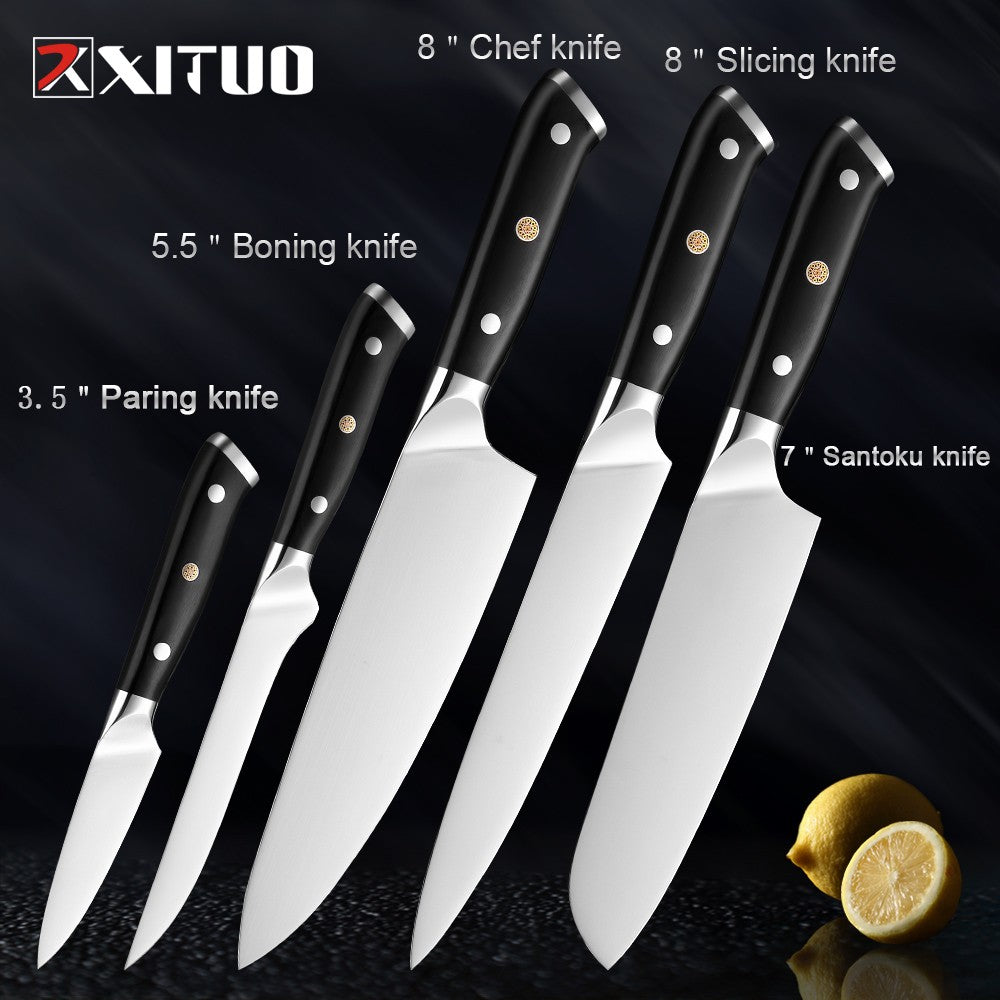 Conjunto de Facas de Cozinha XITUO Super Aço Alemão Faca do Chefe Faca Santoku Japonesa Faca Utilitária Cutelo Faca de Fatiar Descascar Nova Ferramenta de Culinária