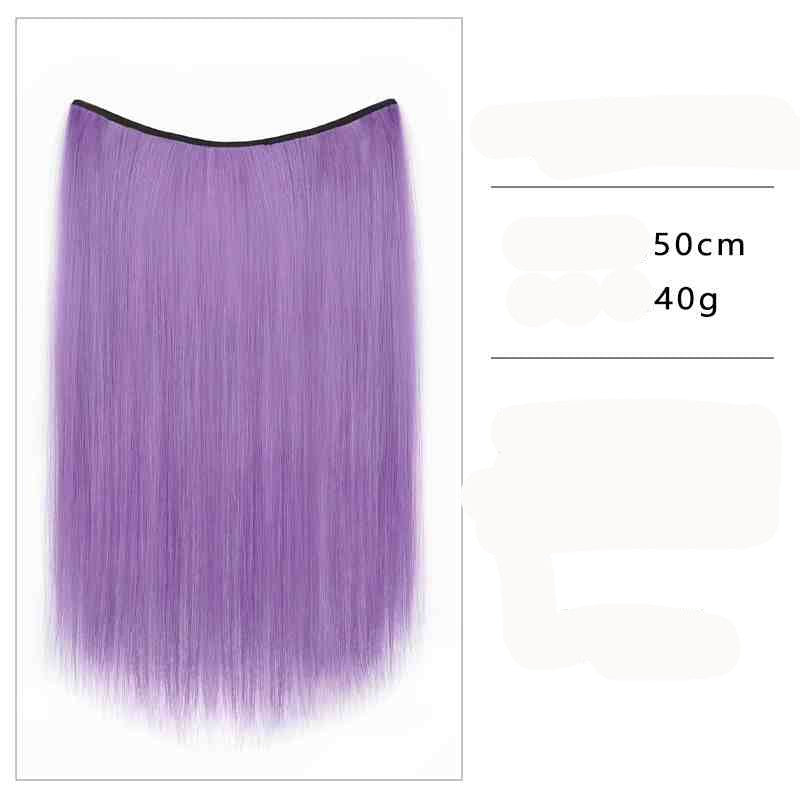 Extensões de Cabelo Sintético em V de uma Peça com 4 Clips Cabelo Liso Longo Peruca Cor 50CM Cabelo Falso Natural