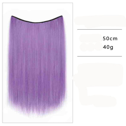 Extensões de Cabelo Sintético em V de uma Peça com 4 Clips Cabelo Liso Longo Peruca Cor 50CM Cabelo Falso Natural