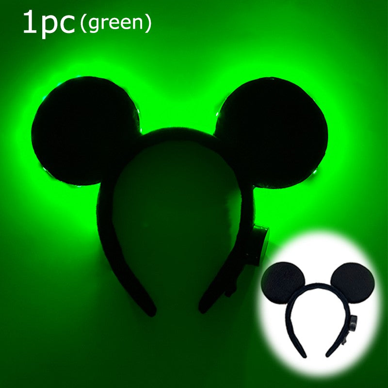 1/2pcs LED Glowing Neon Mouse Ears Headband Girls Festival Headbands Mickey Hairband Children Birthday Party Hair Accessories