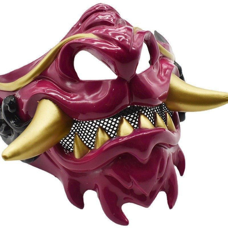 Half Face Devil Samurais Mask for Carnivals Halloween Cosplay Horror Killer Mask Masquerade Mask Party Mask Japanese Mask