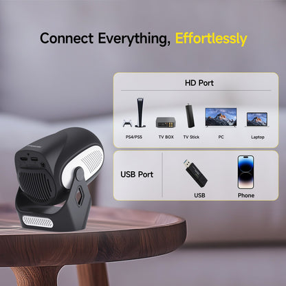Magcubic HY300 X 4K 720P Android 11 Projetor com Foco Elétrico 300Ansi Wifi6 BT5.0 Projetor Portátil Som HIFI para Casa e Ar Livre