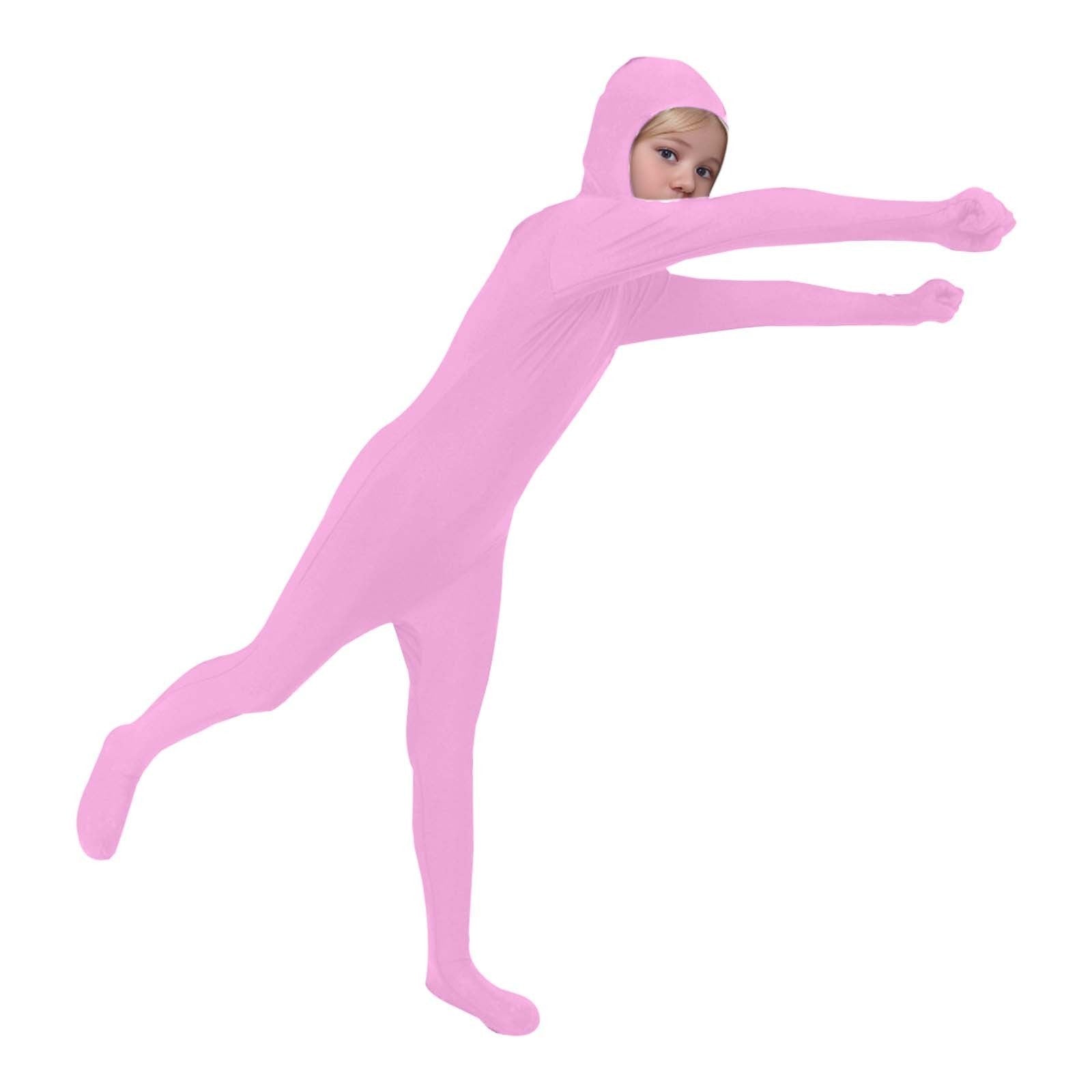 Kids Invisibility Jumpsuits Role Play Tights Full Body Suit Solid One-Piece Jumpsuit Halloween Costume Funny Romper Performance