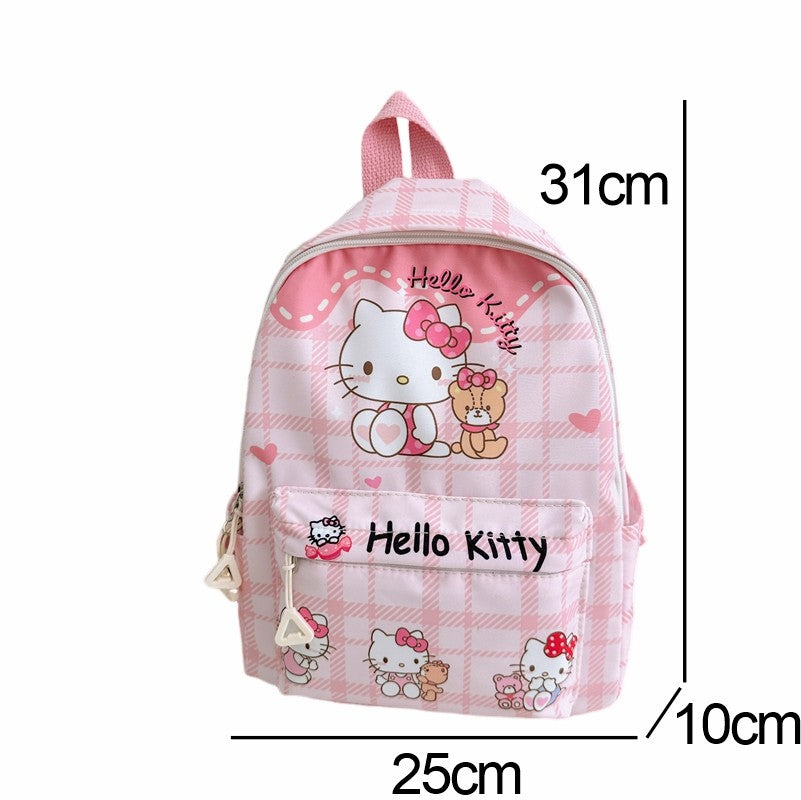 Mochilas Hello Kitty Kuromi Cinnamoroll com estampa de desenho animado fofo e leve para meninos e meninas do jardim de infância