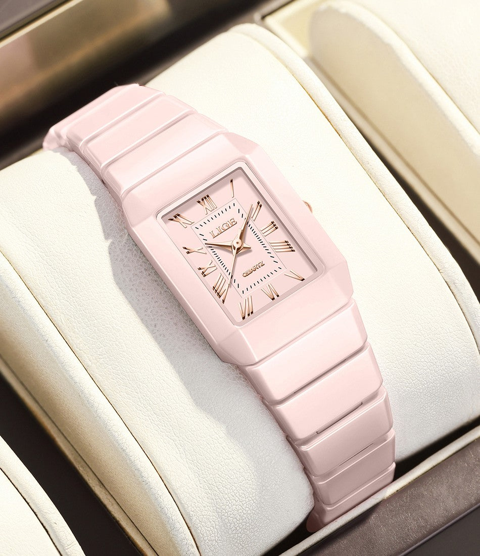 New Fashion LIGE Elegant Quartz Woman Watch Top Brand Luxury Ceramic Strap Waterproof Simple Dial Watches for Women Ladies Gifts