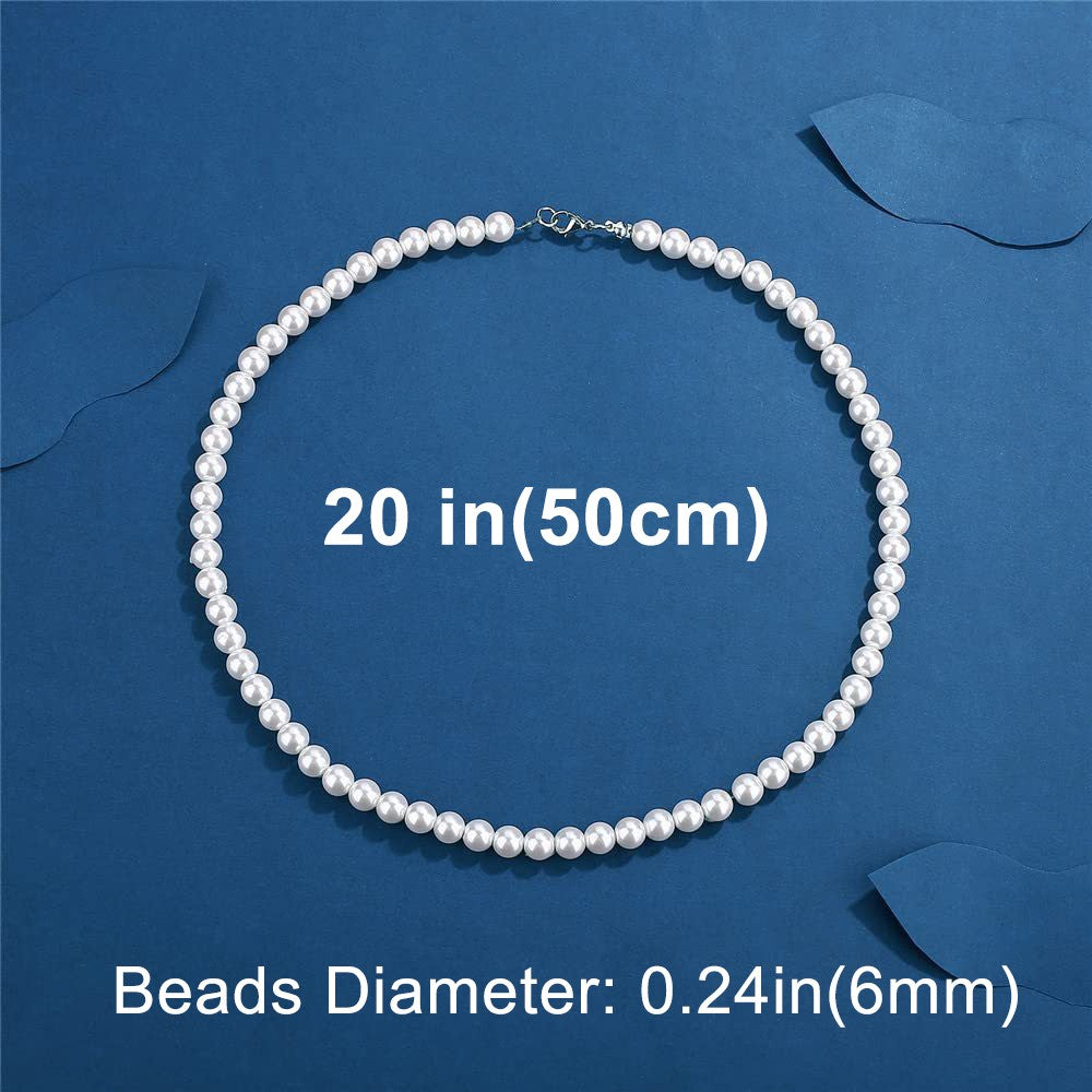 Colar Elegante de Pérola Branca Artificial 1 Peça Gargantilha Corrente de Contas para Homens e Mulheres Presente de Joia da Moda