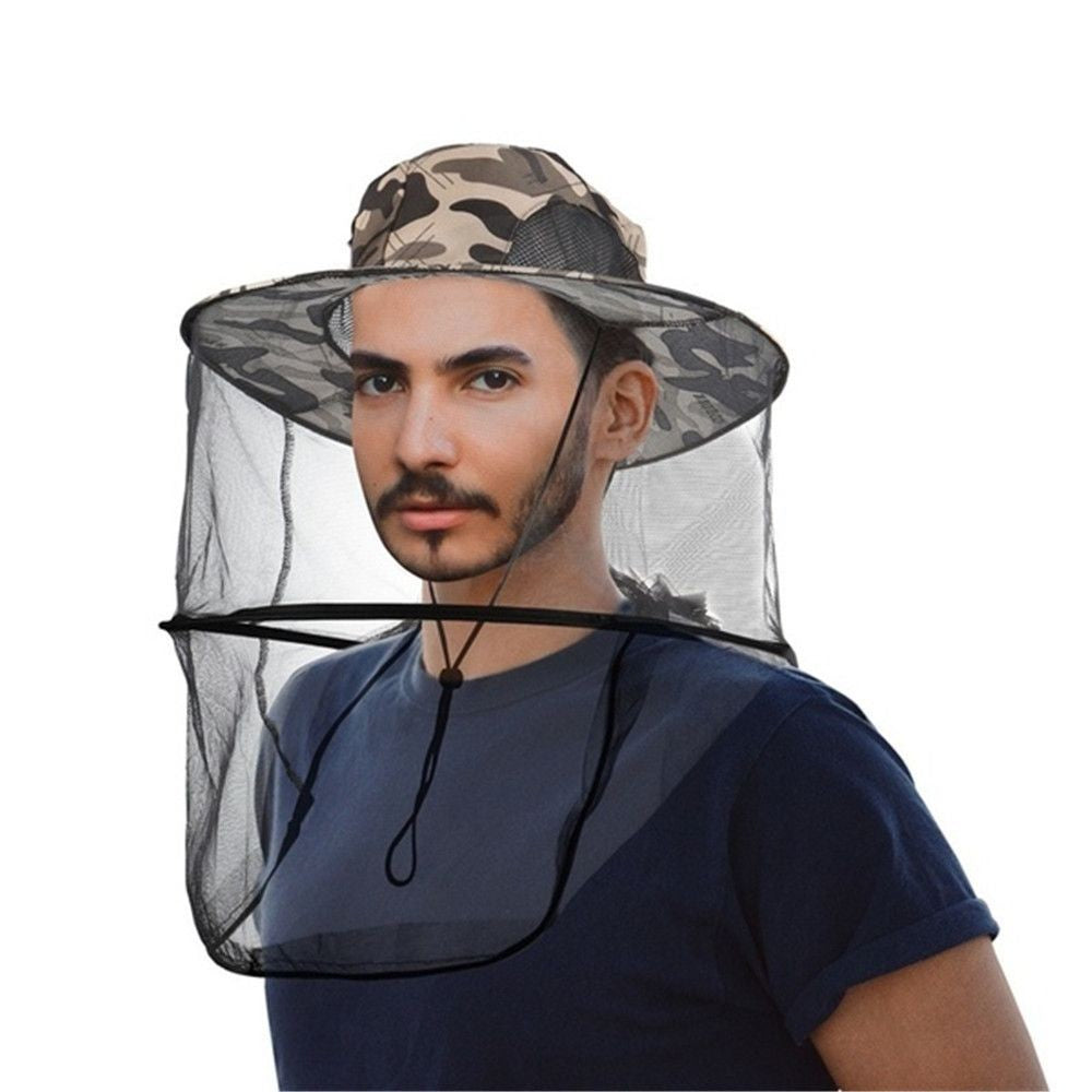 Chapéu Mosquiteiro Com Tela Protetora Repelente Insetos Abelhas Proteção Masculino Feminino Chapéu De Pesca Protetor Solar Ao Ar Livre