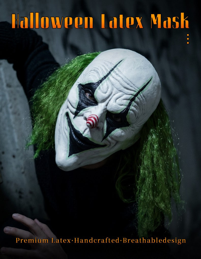 Horror Clown Mask Cosplay Prop Latex Mask, Carnival Novelty Mask, Suitable for Themed Parties, Prank Costumes, Halloween Dance Performances, Etc
