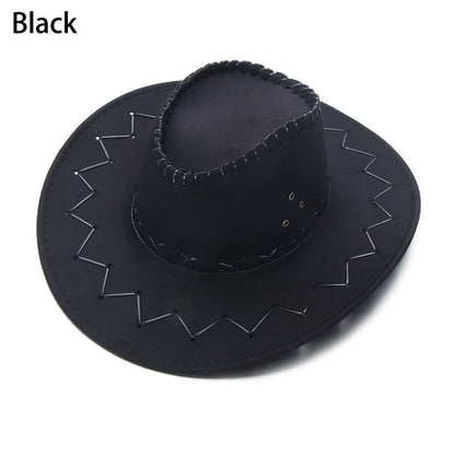 Acessórios Chapéu de Cowboy de Camurça de Aba Larga Estilo Ocidental Panamá Jazz Chapéu Fedora de Feltro
