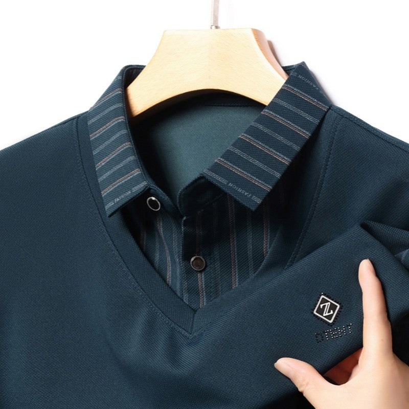 High quality brand long sleeve men's polo shirt autumn new style fashionable flip collar striped personalized top casual T-shirt