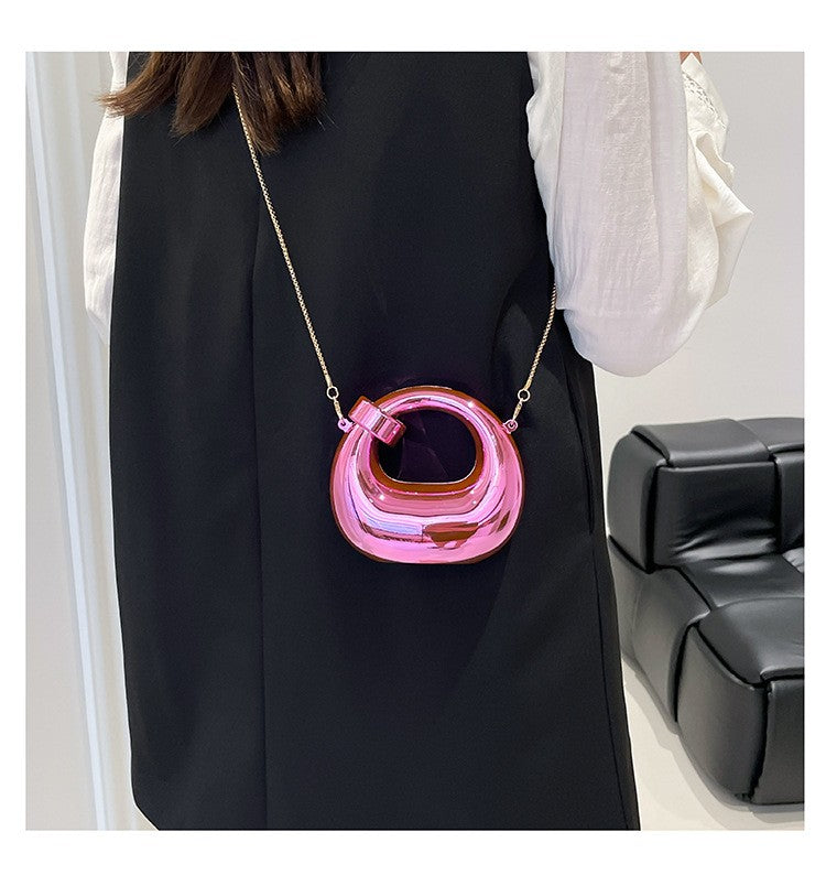 Fashion Crescent Mini Acrylic Chain Evening Bag for Women, Shoulder and Crossbody Bag